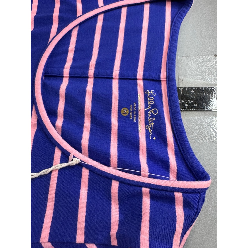 Lilly Pulitzer T-Shirt Dress Womens Size M Blue Pink Striped NWOT Mini Stretch - Picture 11 of 12